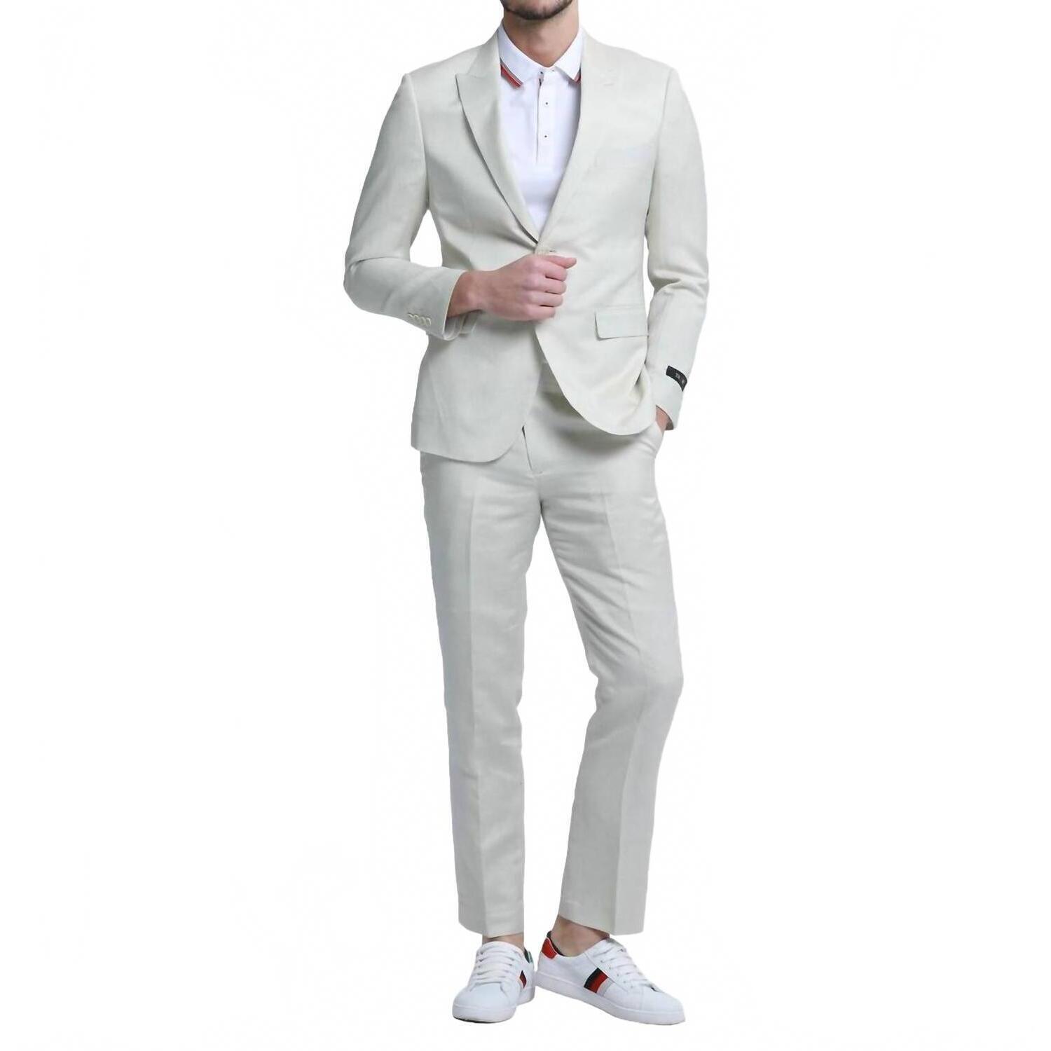 New Tazzio Smooth Twill Suit Jacket And Pant Set In Ivory